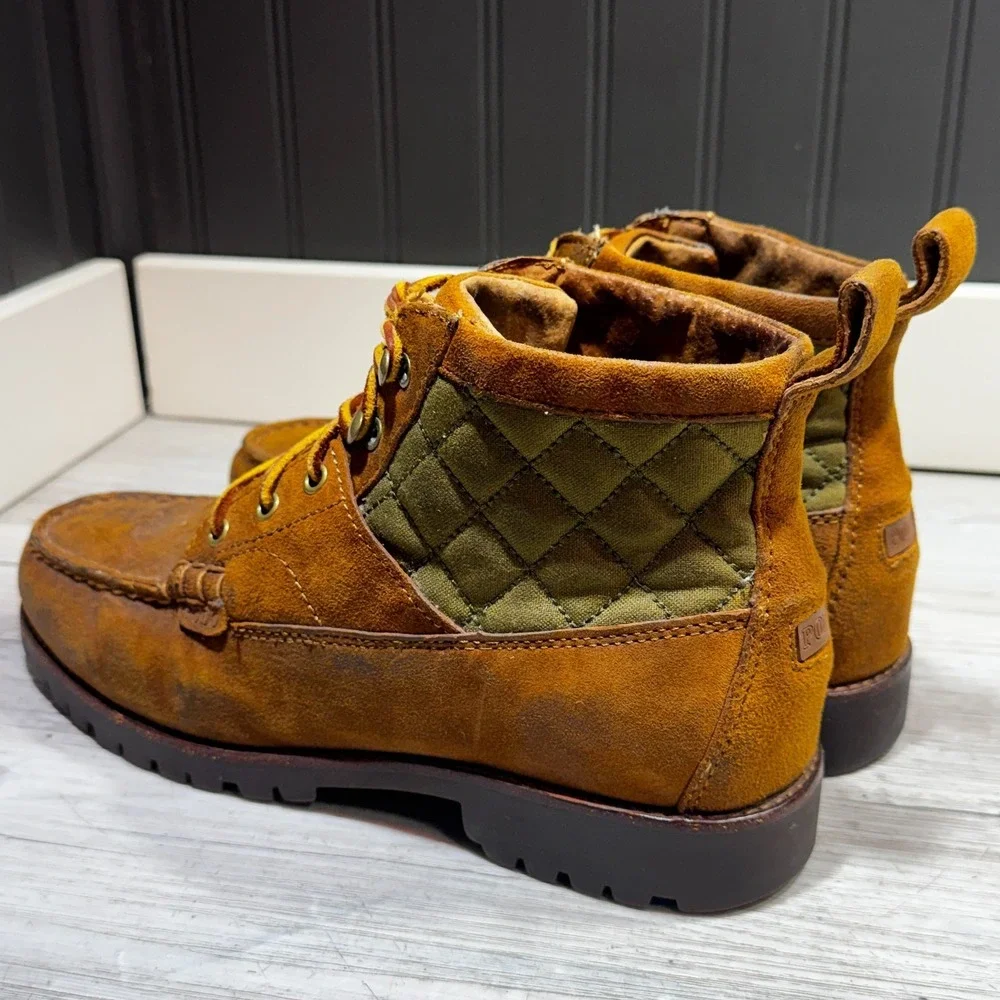 Polo Ralph Lauren Mens Rupert Boot Size 8D Snuff Olive Oil Mattes/Oil Cloth
